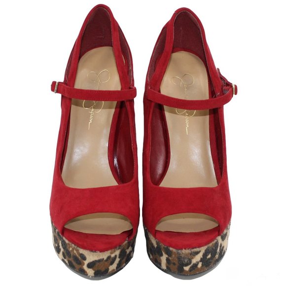 red suede mary jane shoes